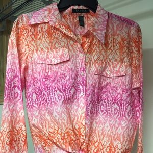 Ralph Lauren Colorful Front Knot Button Up | Small